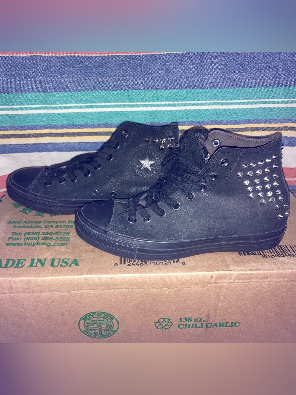 Converse Black High-Top Sneakers with Silver Studs